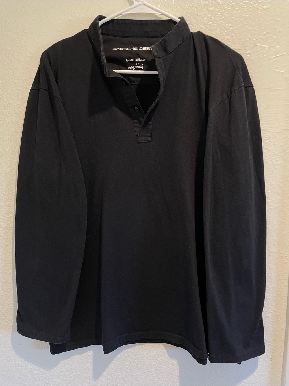 💎 Porsche Design van Laack Lufthansa First Class Men Black Henley Polo Shirt🏎️